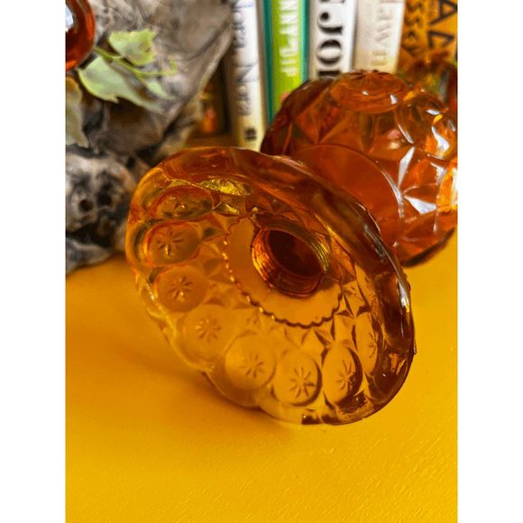 Vintage Kanawa 1960s Amber Mid Century Glass Swung Vase - Picture 4 of 6